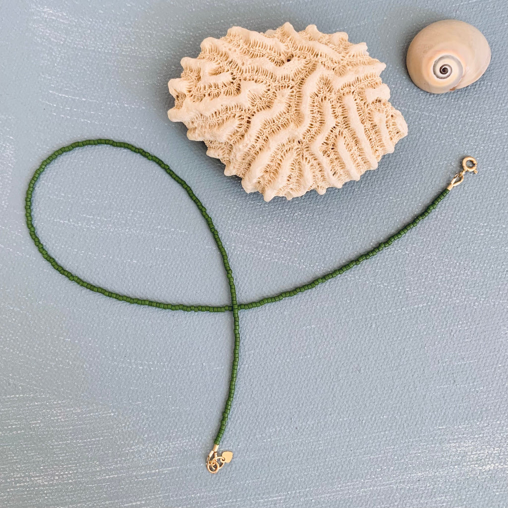 beaded green choker