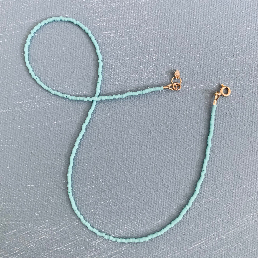 beaded aqua choker