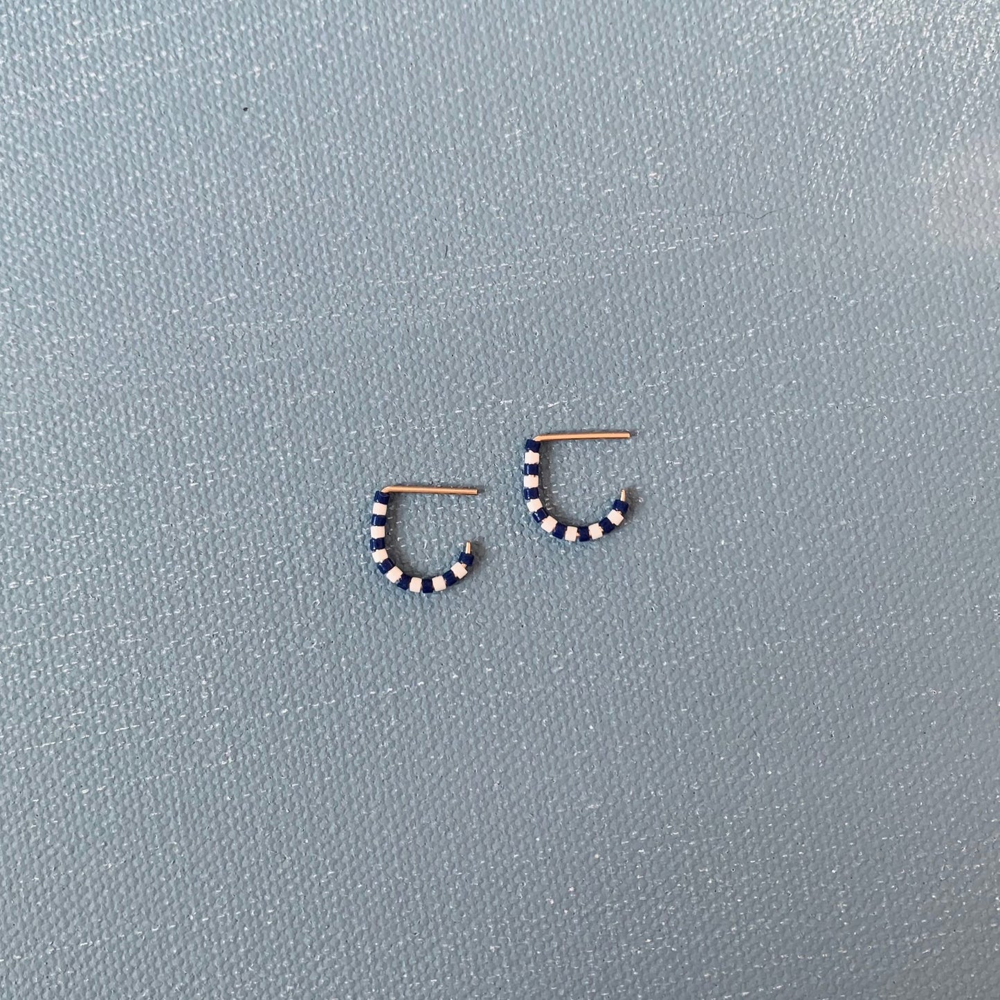 beaded huggie hoop in stripe