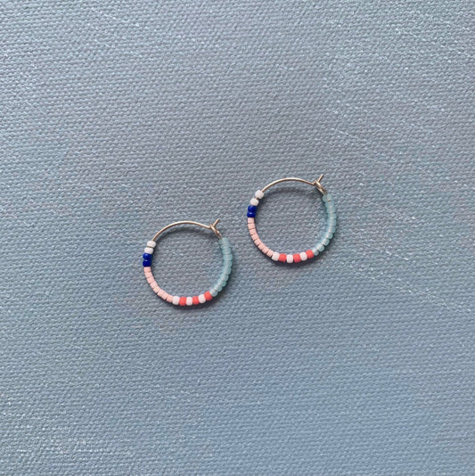 small beaded hoop in popcorn multi
