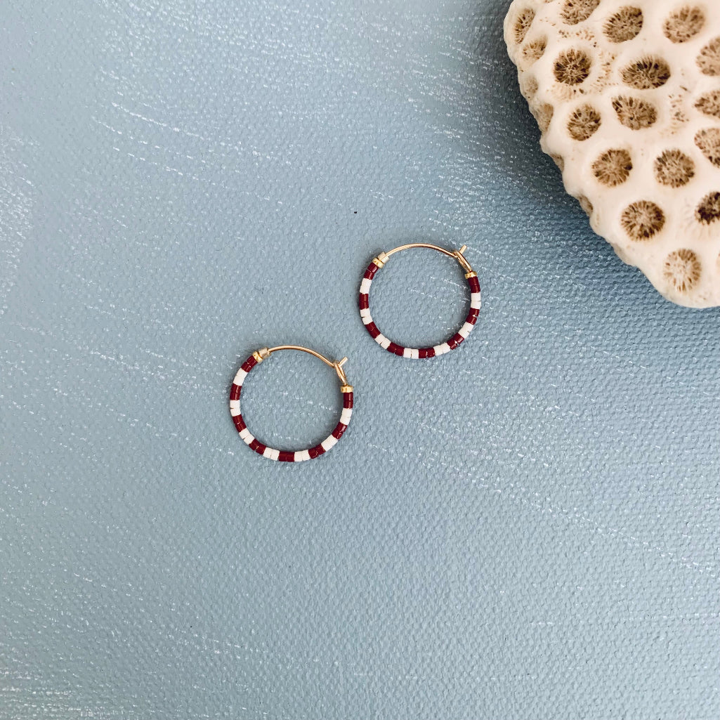 striped beaded hoops in brown