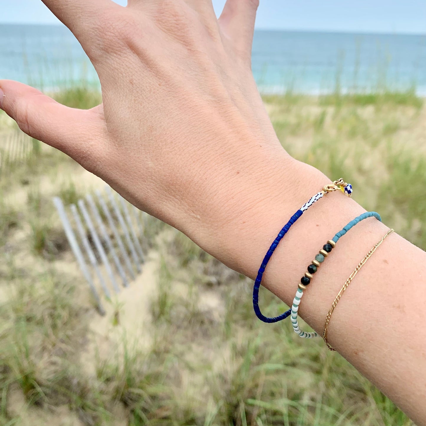 thinnest line bracelet in fairway green