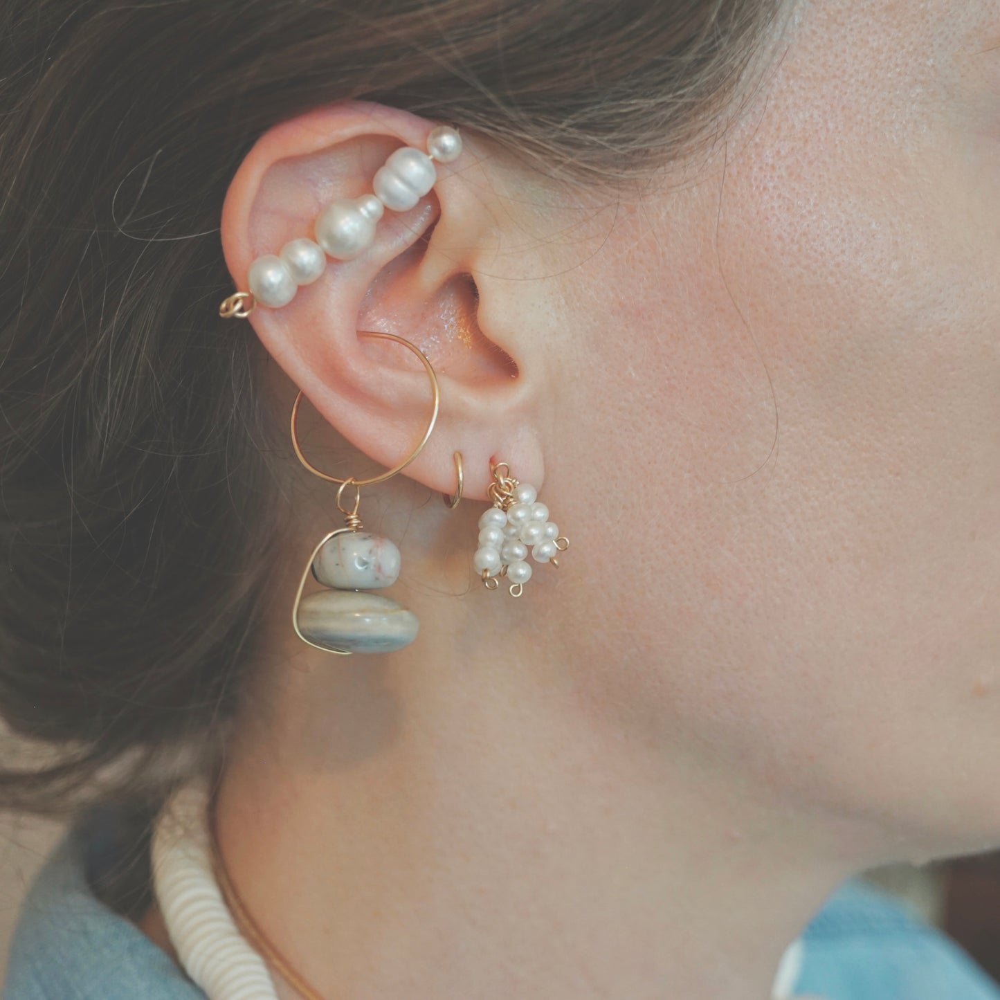 pearl starburst stud earrings