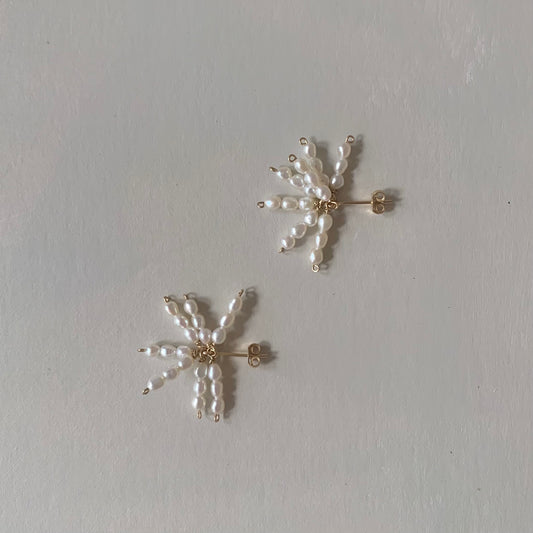 WS pearl starburst stud earrings