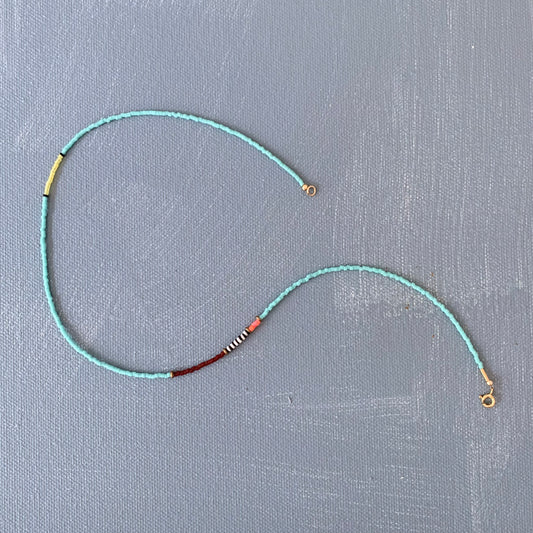 thinnest line necklace in turquoise