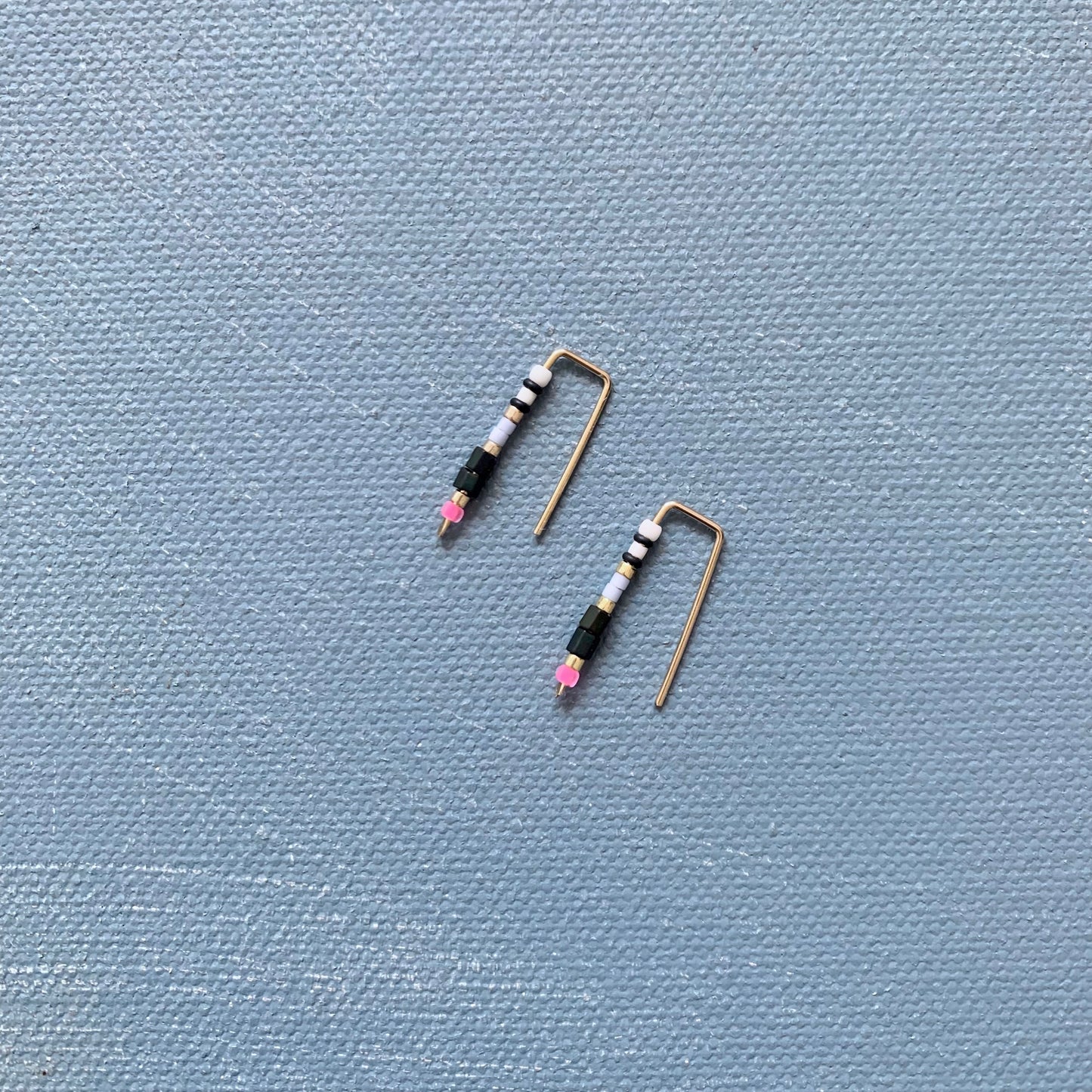 small beaded staple earrings