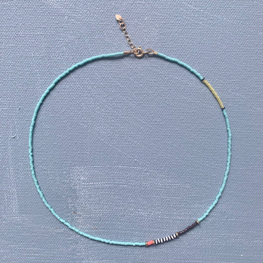 thinnest line necklace in turquoise