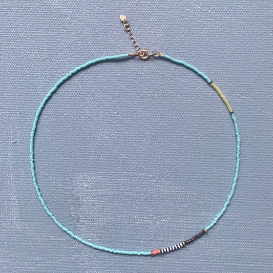 blue beaded choker