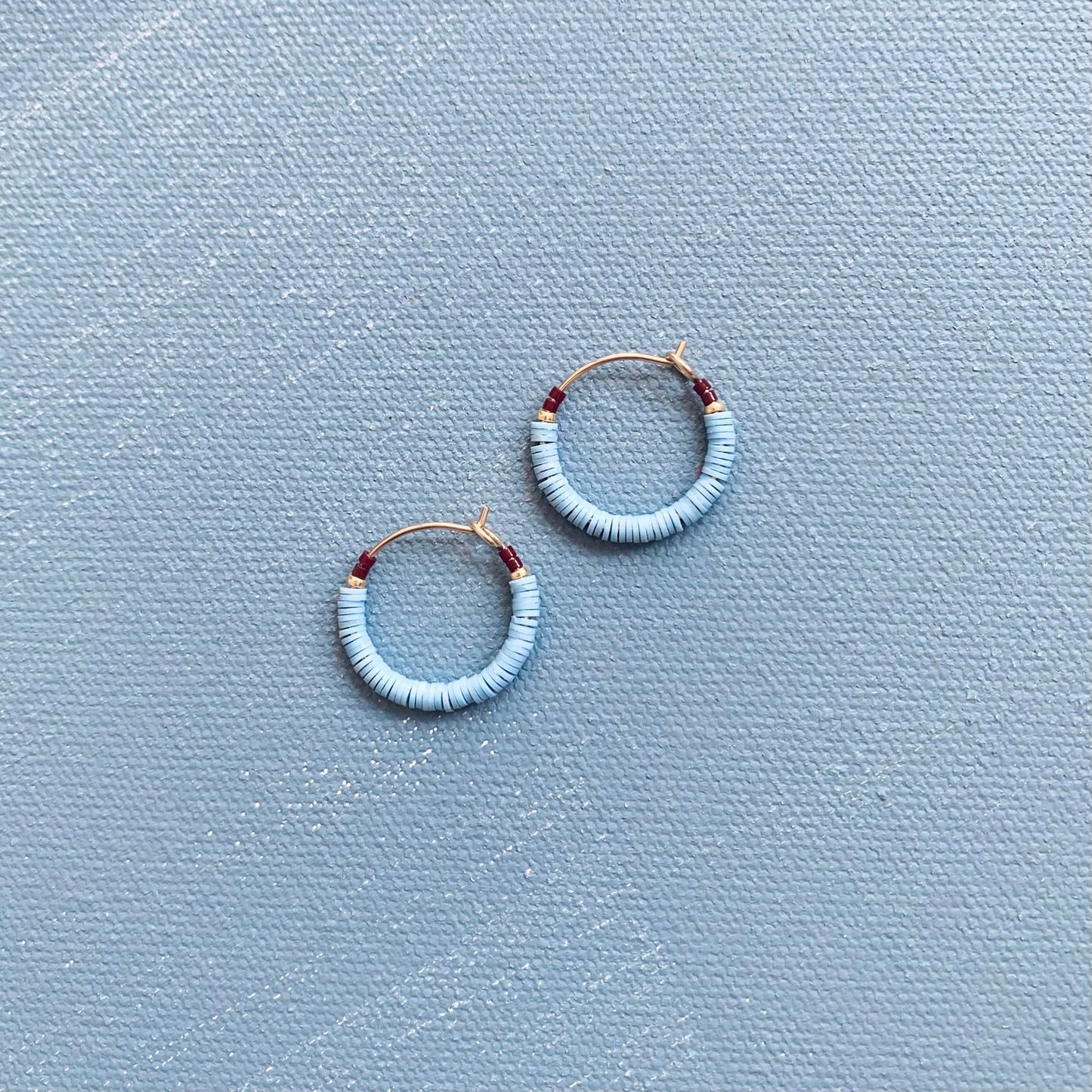 small beaded crayonbox hoops in light blue