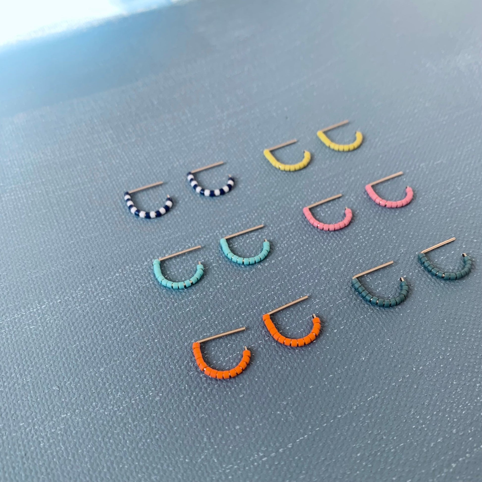 14k gold filled huggie hoops in 6 colors