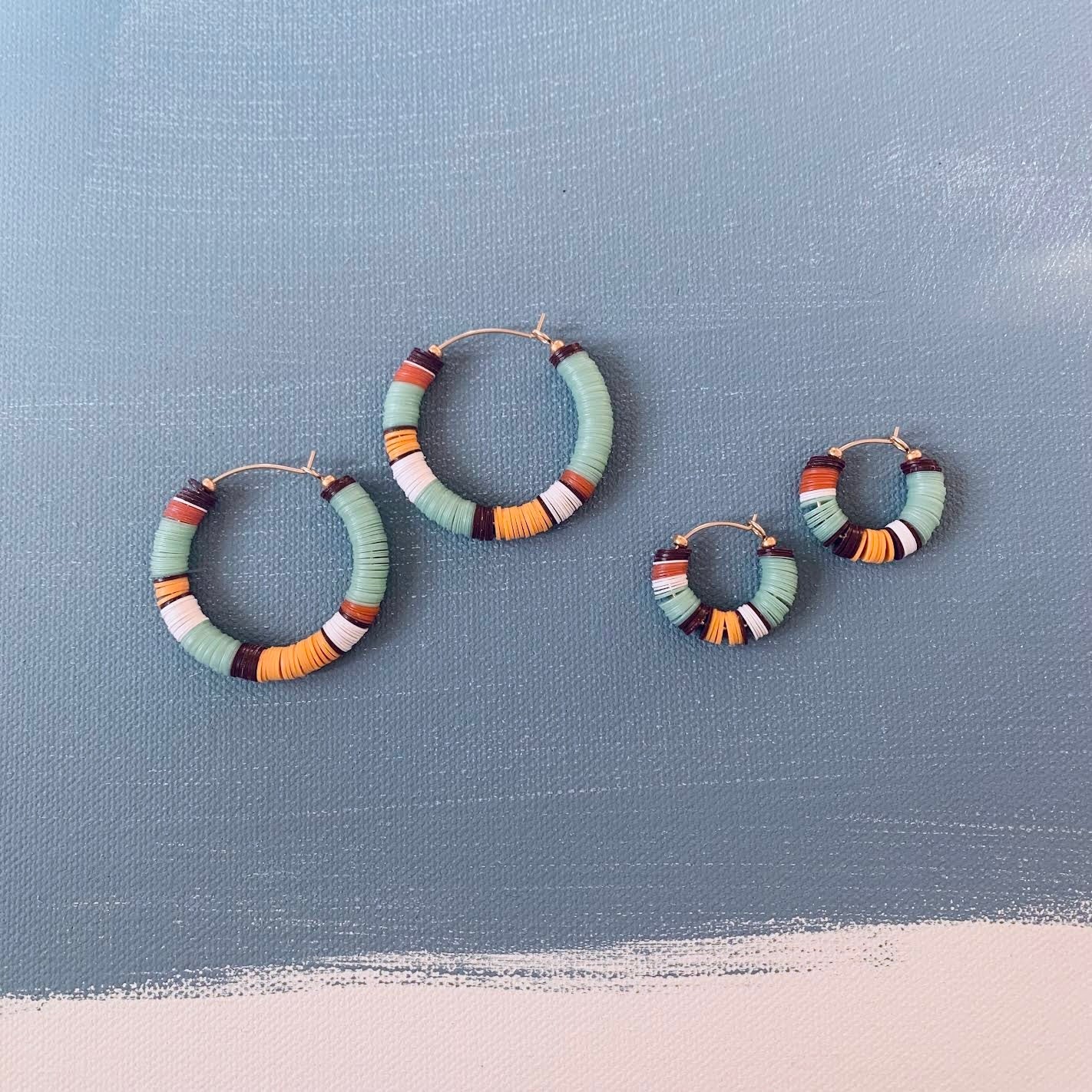 striped beaded hoops in two sizes