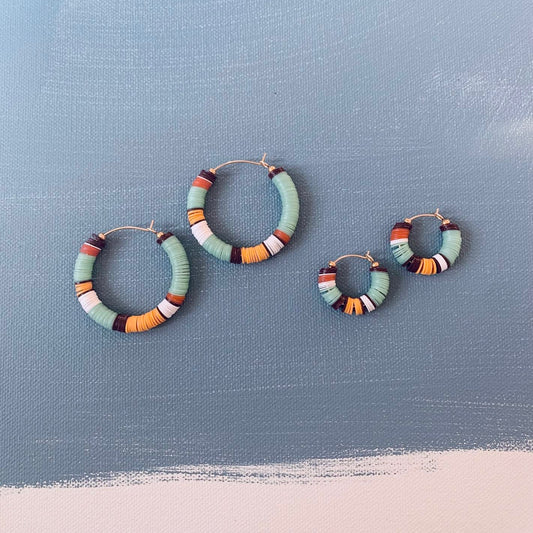 striped beaded hoops in two sizes