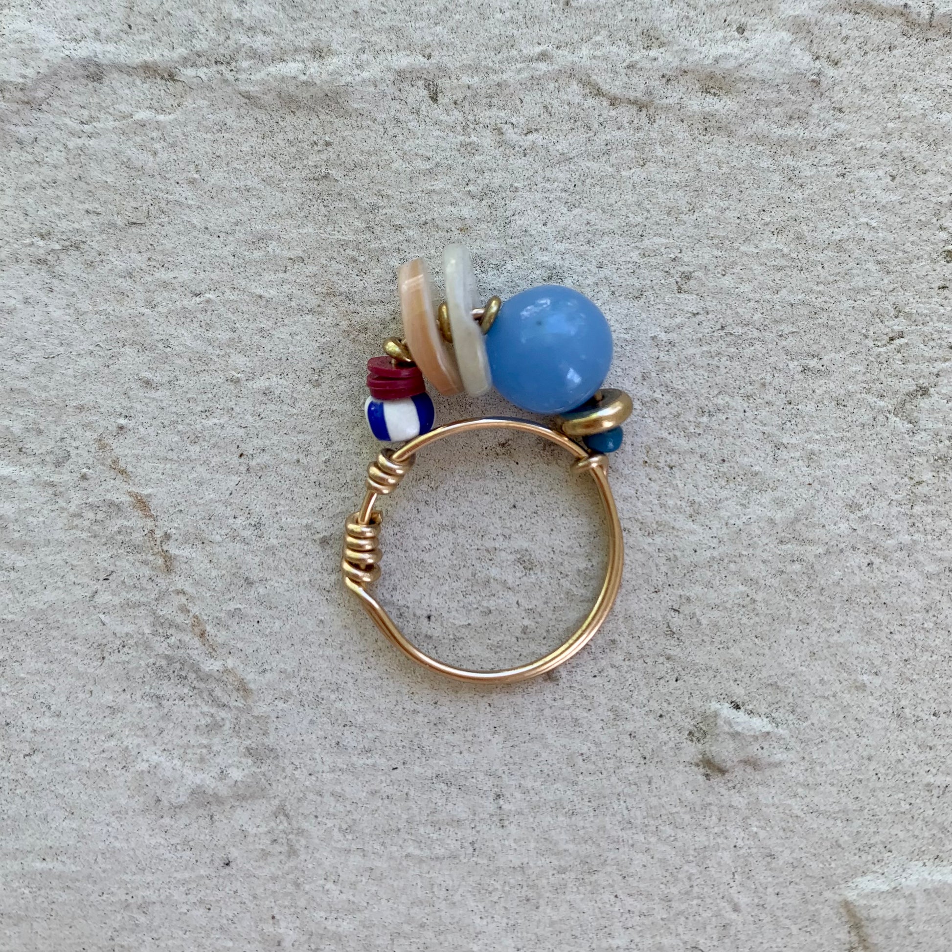 blue beaded ring